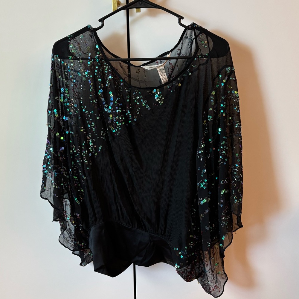 Diane Von Furstenberg Silk Dolman Sleeve Top
